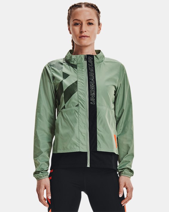 เสื้อแจ็คเก็ต UA Run Anywhere Laser สำหรับผู้หญิง, Green, pdpMainDesktop image number 0